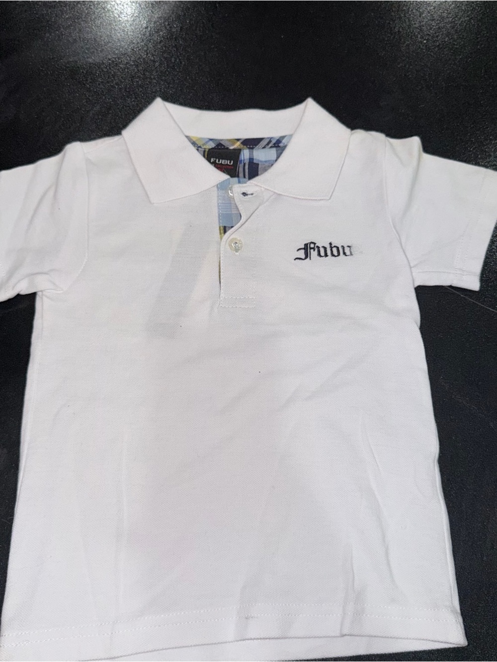 FUBU White Kids Polo with Navy Logo